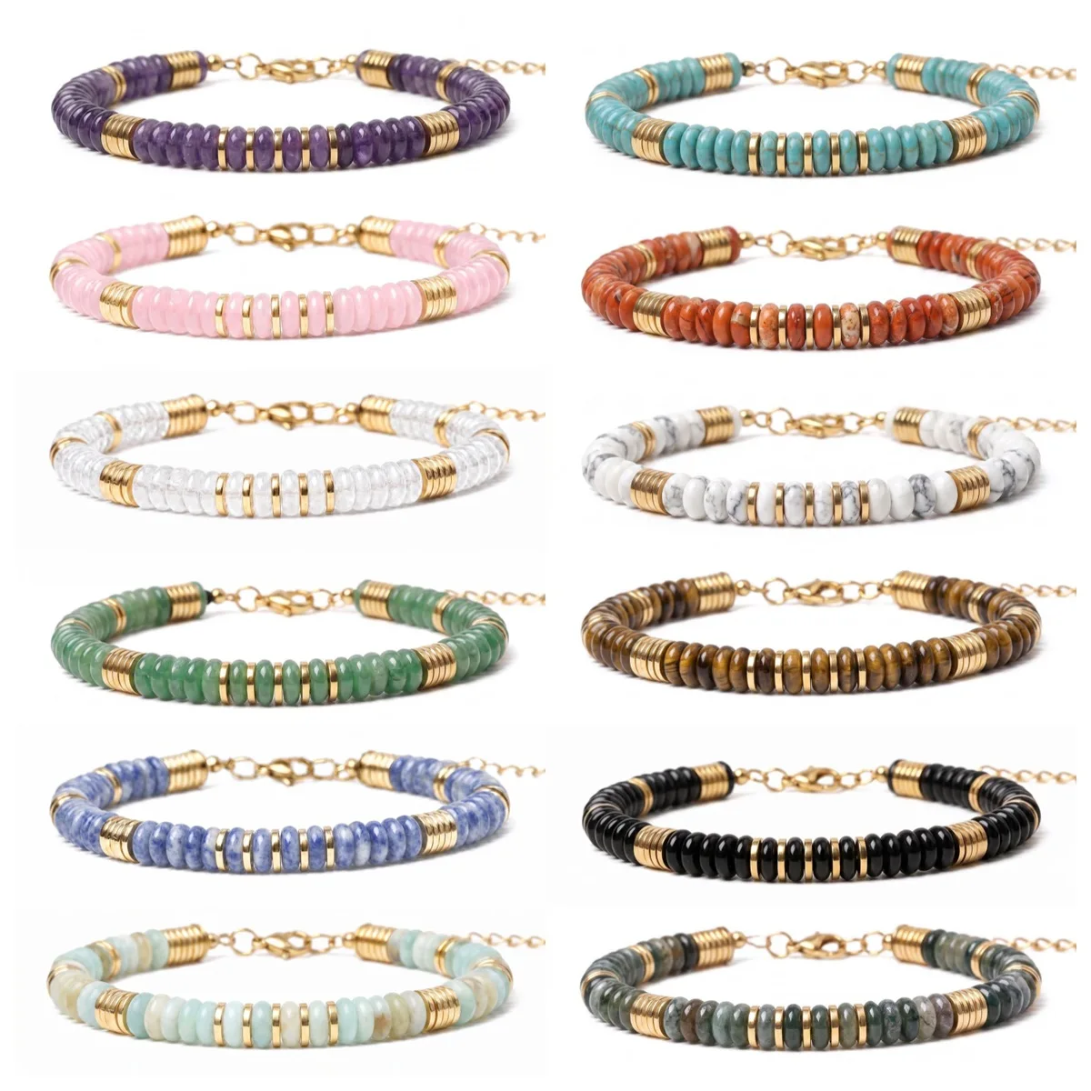 Mens Fashion Discord - 6x3MM 디스크 비즈 원석 팔찌 여성
