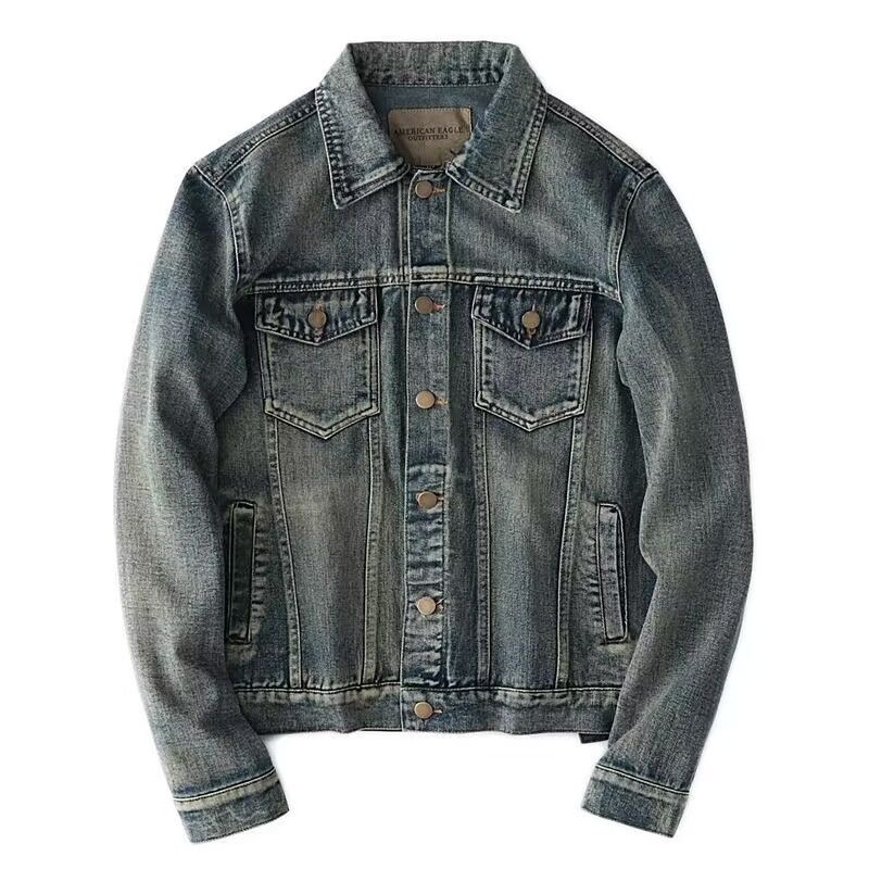 Mens Fashion Denim Jacket - 가을 봄 신상 무지 아메리칸 빈티지