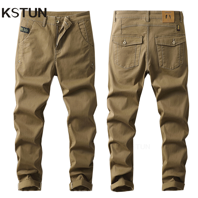 Men'S Fashion Khaki Pants - KSTUN 남성용 캐주얼 바지, 슬림 스트레이트