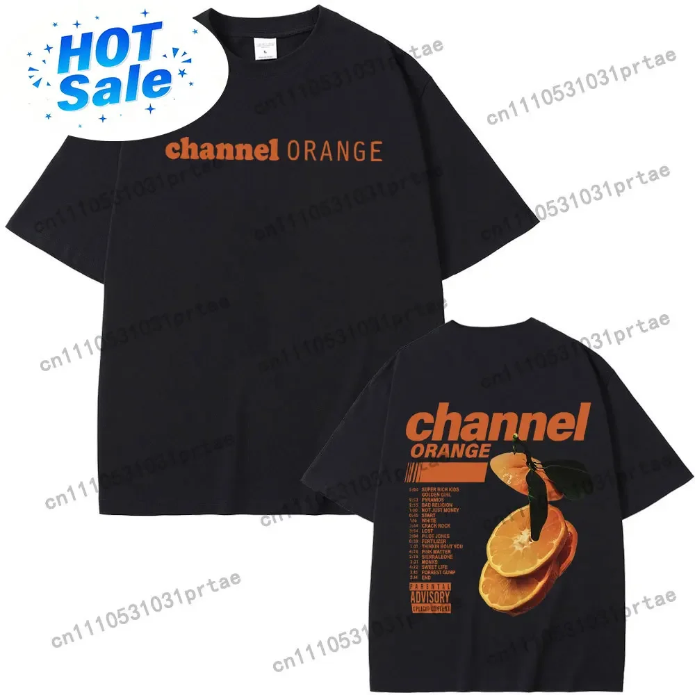Men'S Fashion Oversized T Shirt - 랩퍼 프랭크 채널 오렌지 그래픽 프린트