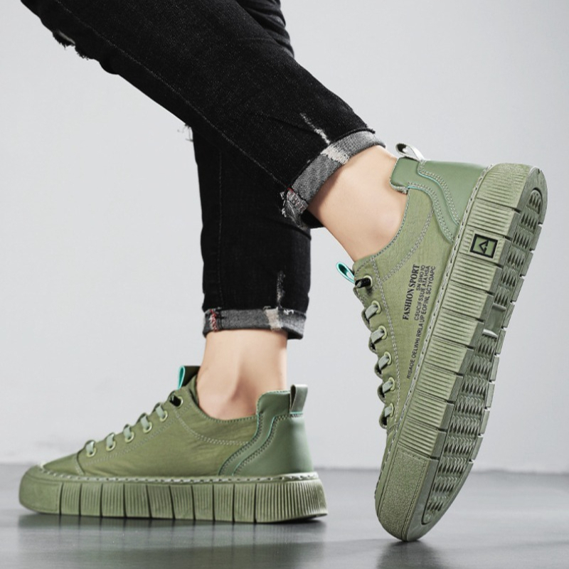 Casual Sneakers Men - 남성용 청키솔 로우탑 캔버스 스니커즈 통기성
