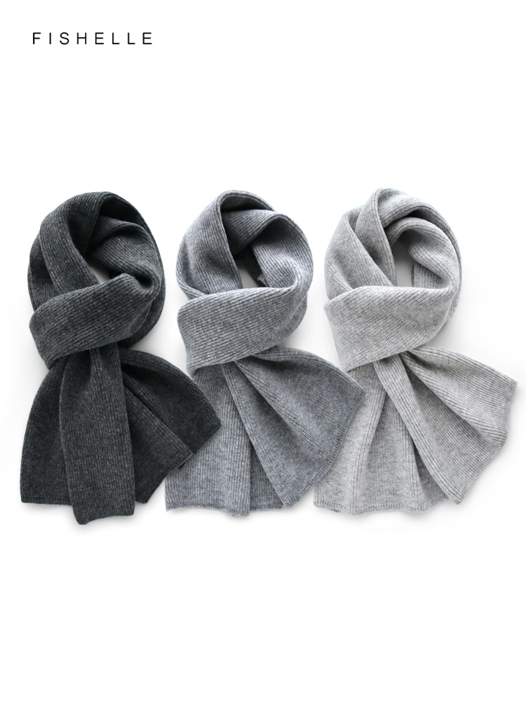 Men Scarf Wool - 회색 단색 캐시미어 스카프, 겨울 여성