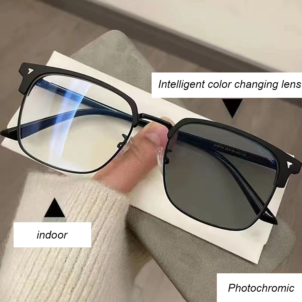 Mens Fashion Discord - 남자 포토크로믹 컬러 안경, 하프 프레임