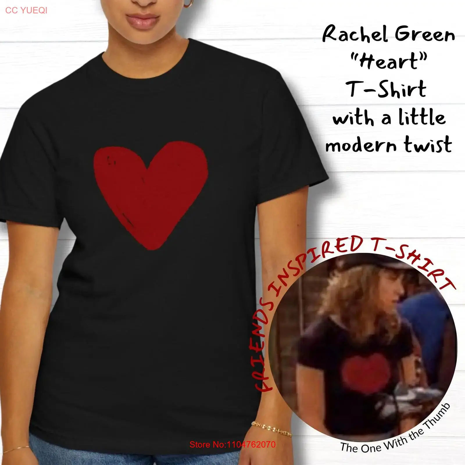 Mens Fashion In The 90S - Rachel Green HearT T 셔츠 Friends