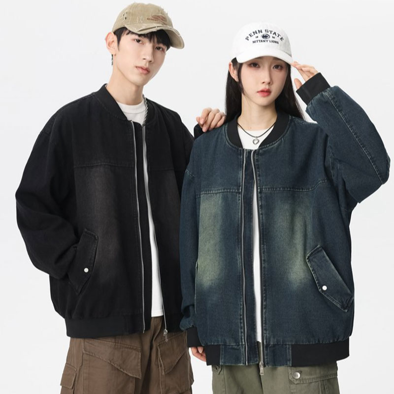Mens Fashion Denim Jacket - 봄 가을 스포츠 재킷 캐주얼 카라