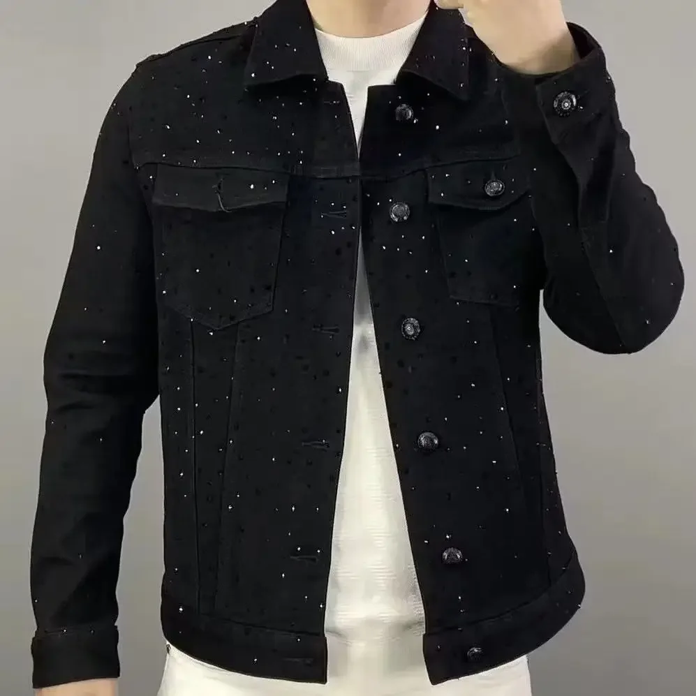 Mens Fashion Denim Jacket - 남성용 캐주얼 슬림 숏 데님 재킷,