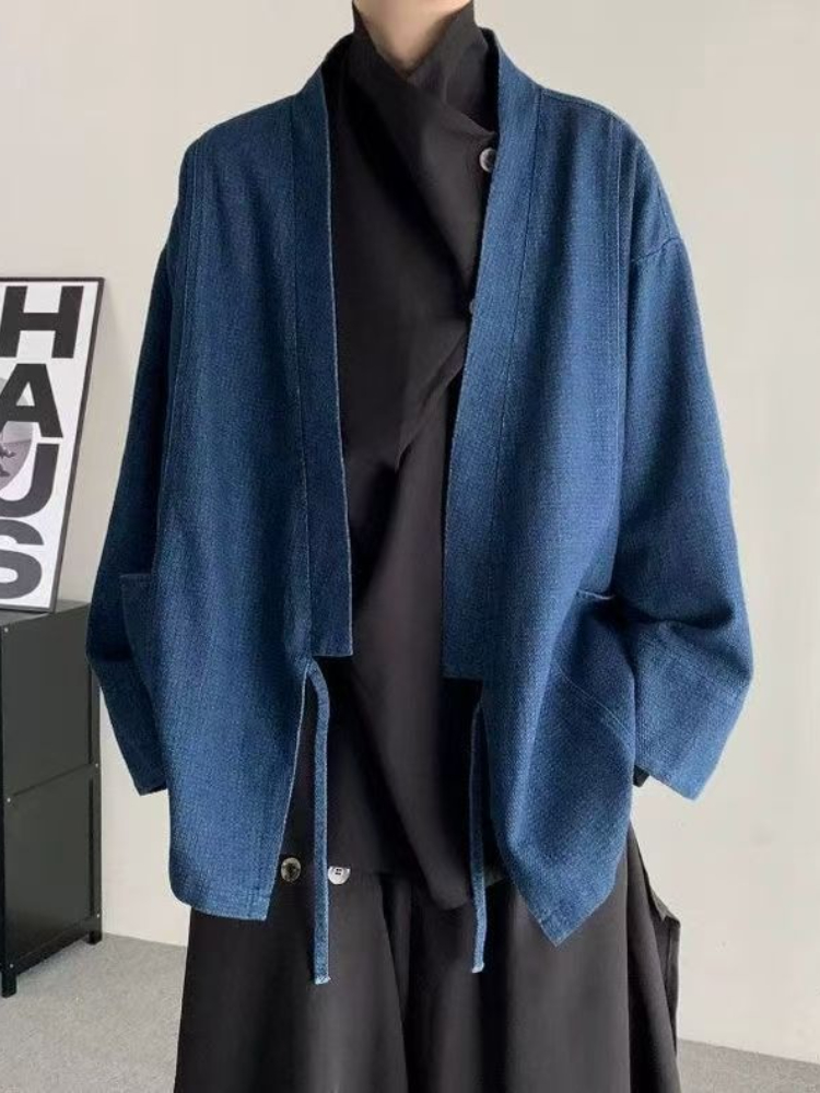 Mens Fashion Denim Jacket - 빈티지 일본 스타일 데님 코트 남녀