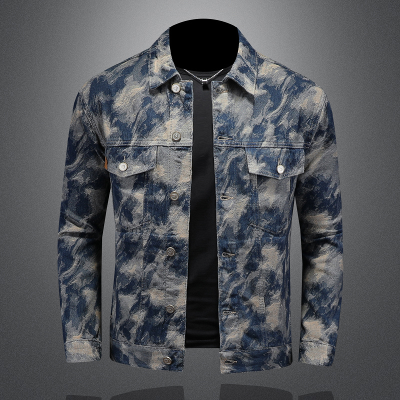Mens Fashion Denim Jacket - 남성용 빈티지 데님 재킷, 자카드 카우보이