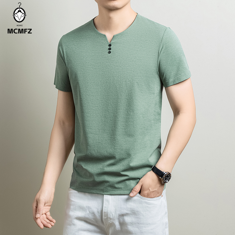 Men'S Fashion Undershirt - 남성용 기본 헨리 티셔츠 캐주얼 비즈니스