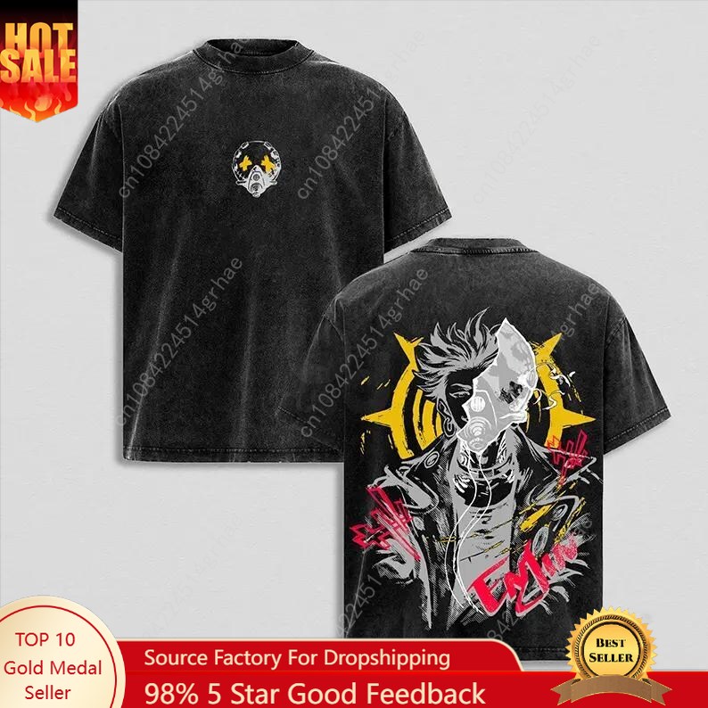Men'S Fashion Oversized T Shirt - Gachiakuta 빈티지 애니메이션 워시드 셔츠 애니메이션