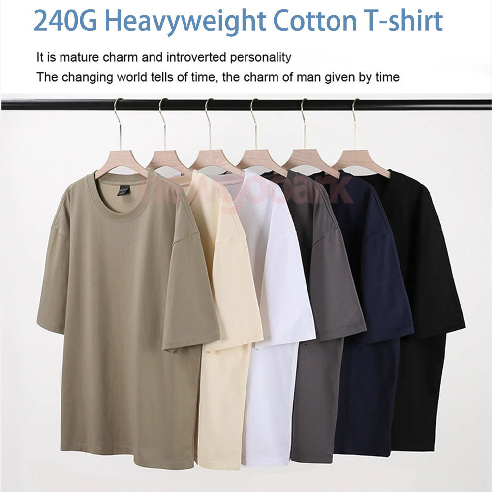 Men'S Fashion Oversized T Shirt - 240G 헤비웨이트 코튼 커스텀 프린트 레저