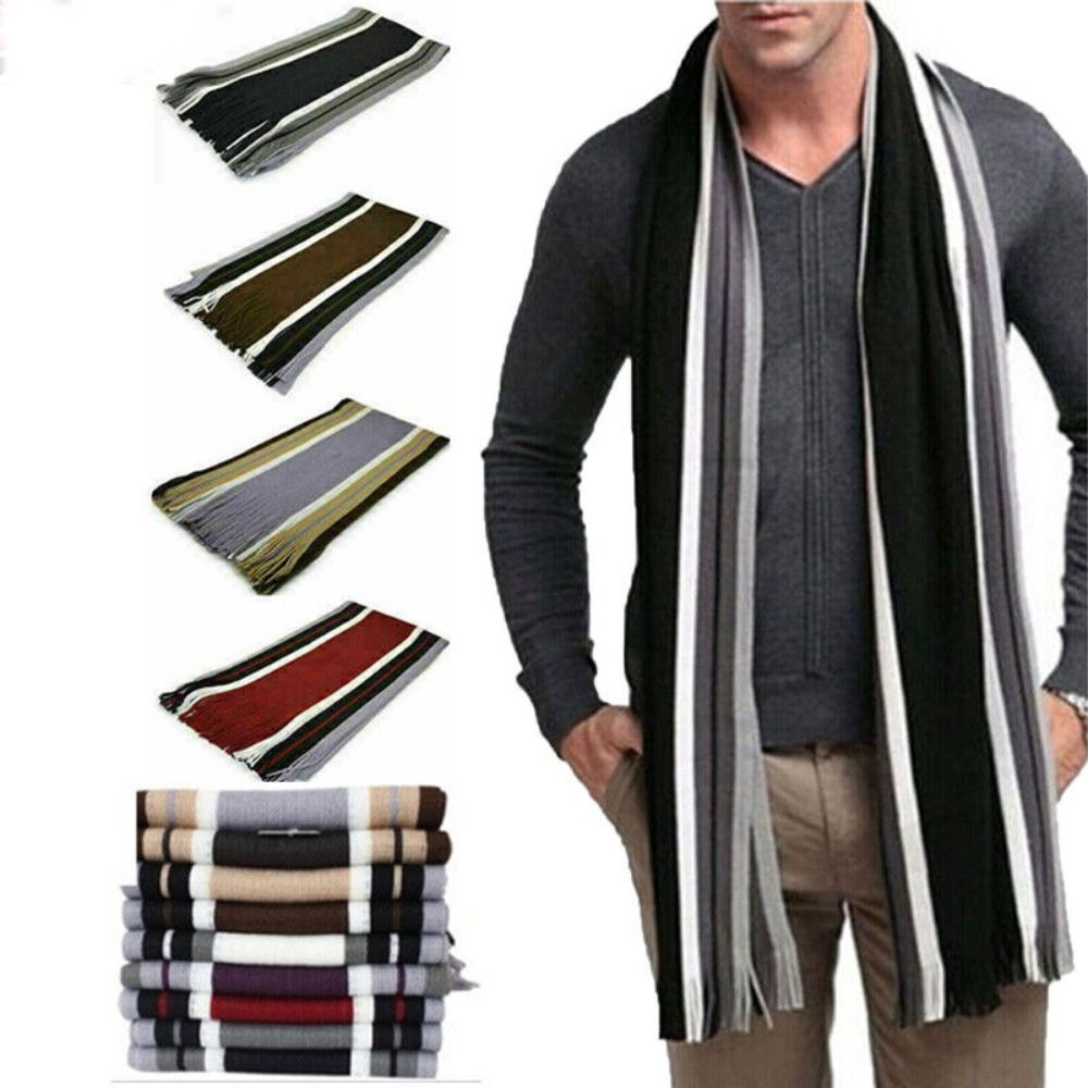 캐시미어 남성 스트라이프 스카프 패션 두꺼운 술 스톨  - Men Scarf Wool 리뷰 및 가격