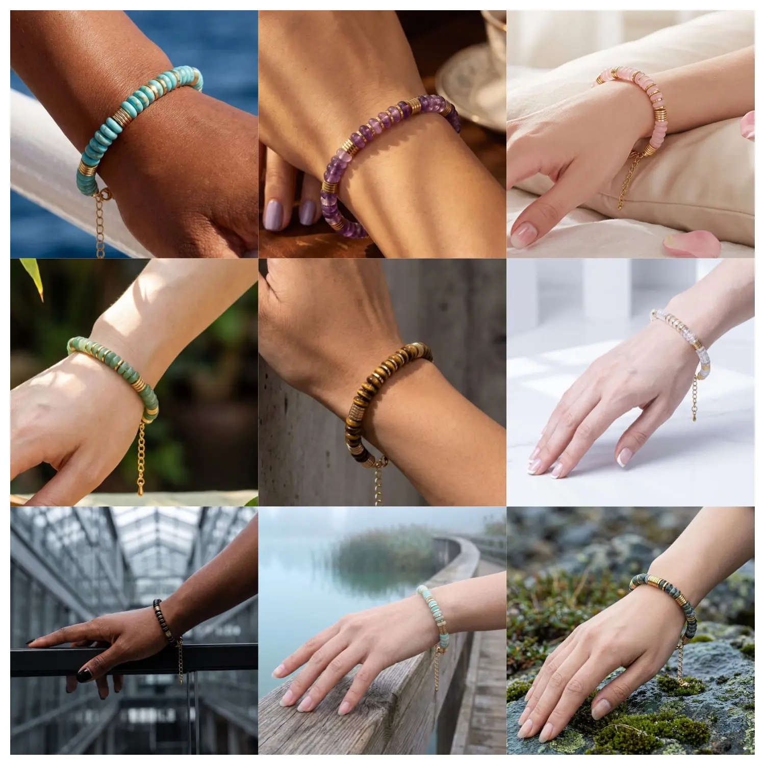 6x3MM 디스크 비즈 원석 팔찌 여성 남성용 조절 가 - Mens Fashion Discord 리뷰 및 가격