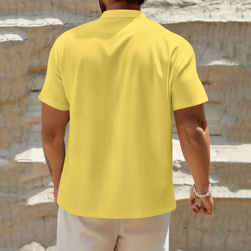 남성 코튼 린넨 헨리넥 셔츠 반팔 밴드 칼라 버튼 가슴 - Linen Shirt Summer 리뷰 및 가격