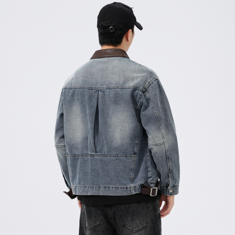 스탠드 가죽 칼라 데님 재킷 남성 패션 빈티지 루즈 캐 - Mens Fashion Denim Jacket 리뷰 및 가격