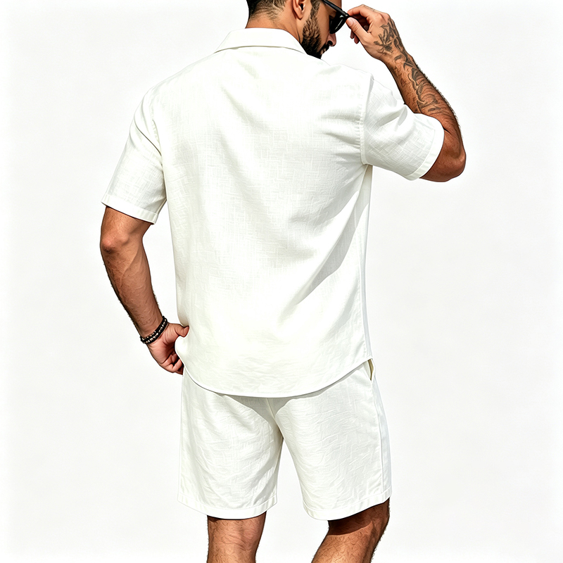 남성 린넨 투피스 세트 반팔 라펠 버튼 셔츠 밴딩 반바 - Linen Shirt Summer 리뷰 및 가격