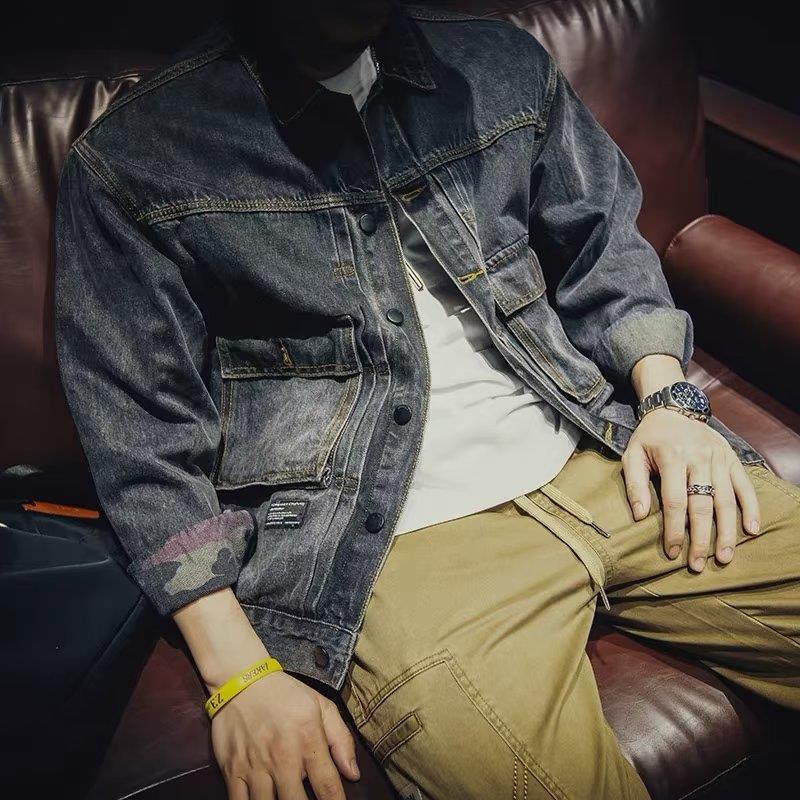 남성용 데님 재킷 포켓 장식, 패션 용수철 가을 재킷  - Mens Fashion Denim Jacket 리뷰 및 가격