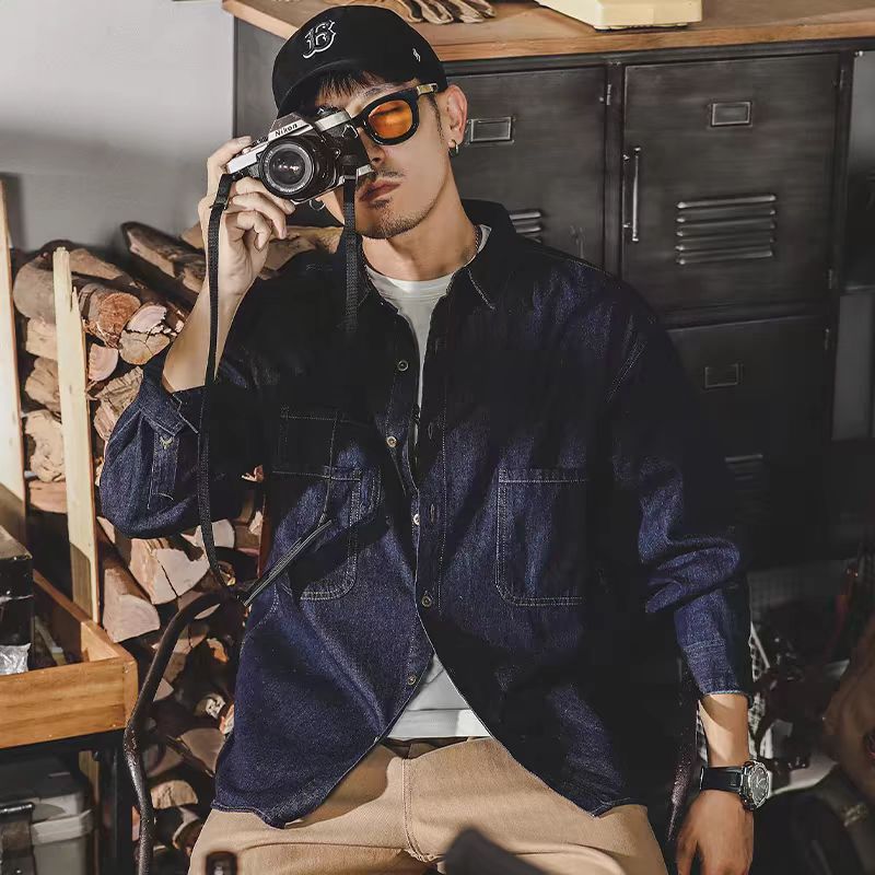 남성용 아메리칸 레트로 데님 재킷 긴 소매 루즈핏 캐주 - Mens Fashion Denim Jacket 리뷰 및 가격