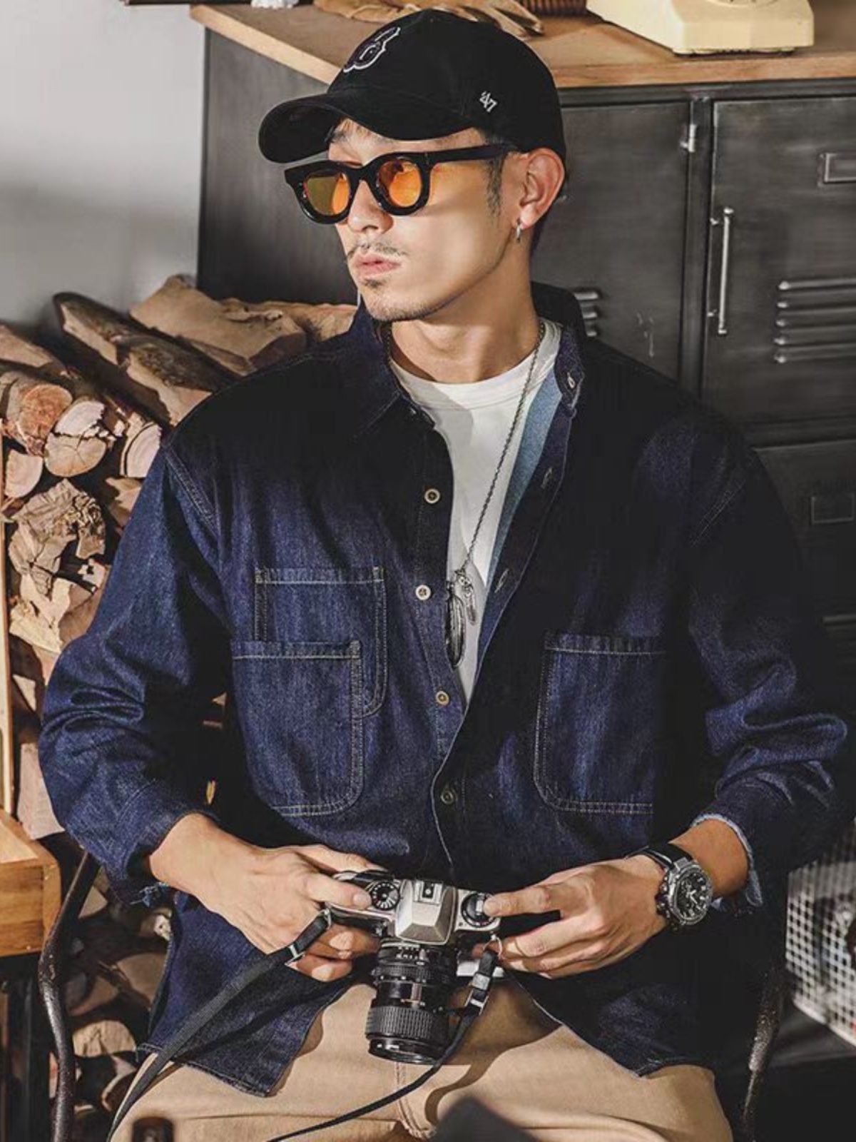 남성용 아메리칸 레트로 데님 재킷 긴 소매 루즈핏 캐주 - Mens Fashion Denim Jacket 리뷰 및 가격