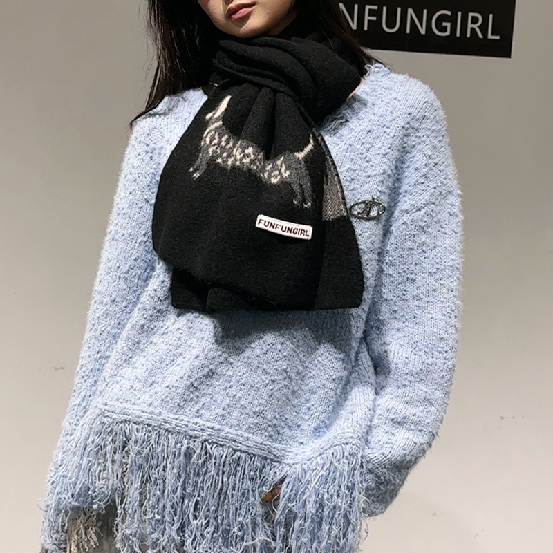 한국 버전 울 혼방 강아지 자카드 스카프 여성 남성 따 - Men Scarf Wool 리뷰 및 가격