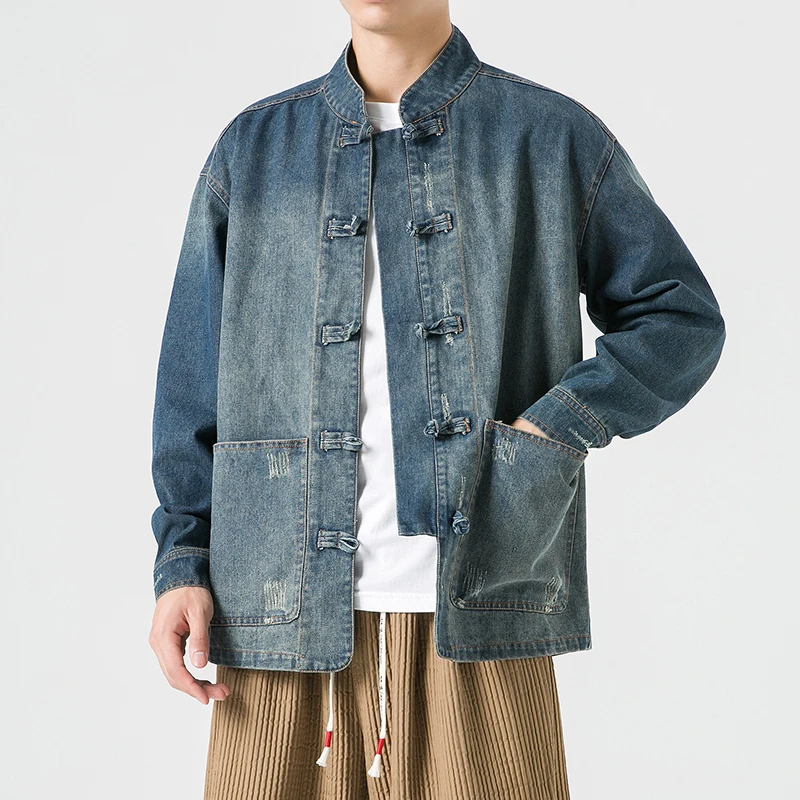 중국 스타일 데님 재킷 남성 스트리트웨어 오리엔탈 의류 - Mens Fashion Denim Jacket 리뷰 및 가격