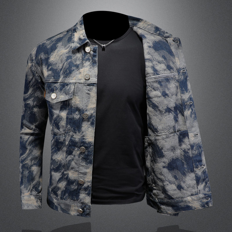 남성용 빈티지 데님 재킷, 자카드 카우보이 캐주얼 비즈 - Mens Fashion Denim Jacket 리뷰 및 가격