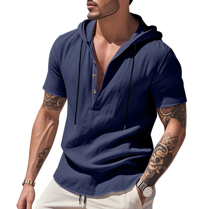 캐주얼 린넨 셔츠 연청 티셔츠 네이비 블루 버튼 프론트 - Linen Shirt Summer 리뷰 및 가격