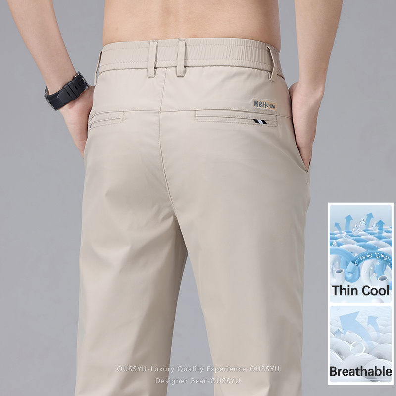 여름 얇은 남성 캐주얼 바지 패션 통기성 신축성 허리  - Men'S Fashion Khaki Pants 리뷰 및 가격