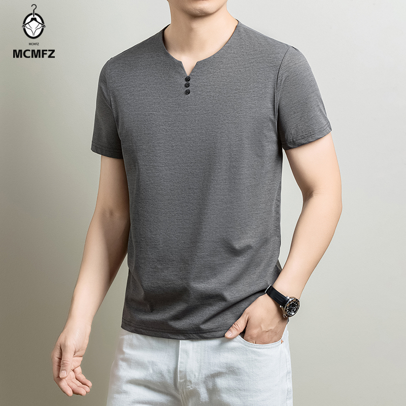 남성용 기본 헨리 티셔츠 캐주얼 비즈니스 사무실 일상  - Men'S Fashion Undershirt 리뷰 및 가격