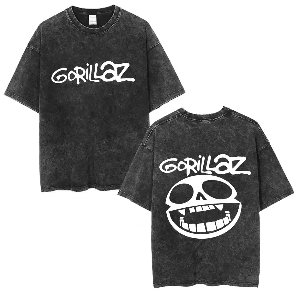 커스터마이징 워싱 빈티지 고릴라즈 양면 프린트 티셔츠  - Men'S Fashion Oversized T Shirt 리뷰 및 가격