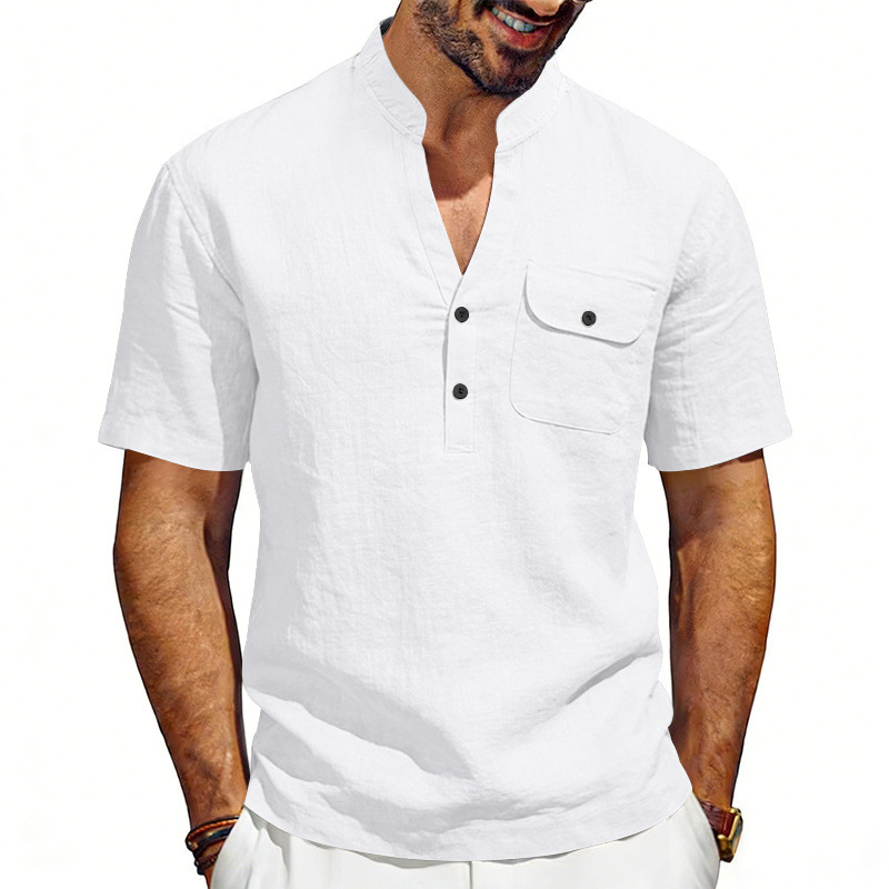 크로스보더 여름 린넨 루즈핏 남성 심플 가벼운 성숙한  - Linen Shirt Summer 리뷰 및 가격