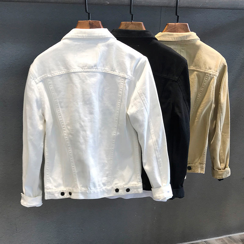 봄 가을 남성 데님 재킷 싱글 브레스트 긴팔 단색 재킷 - Mens Fashion Denim Jacket 리뷰 및 가격