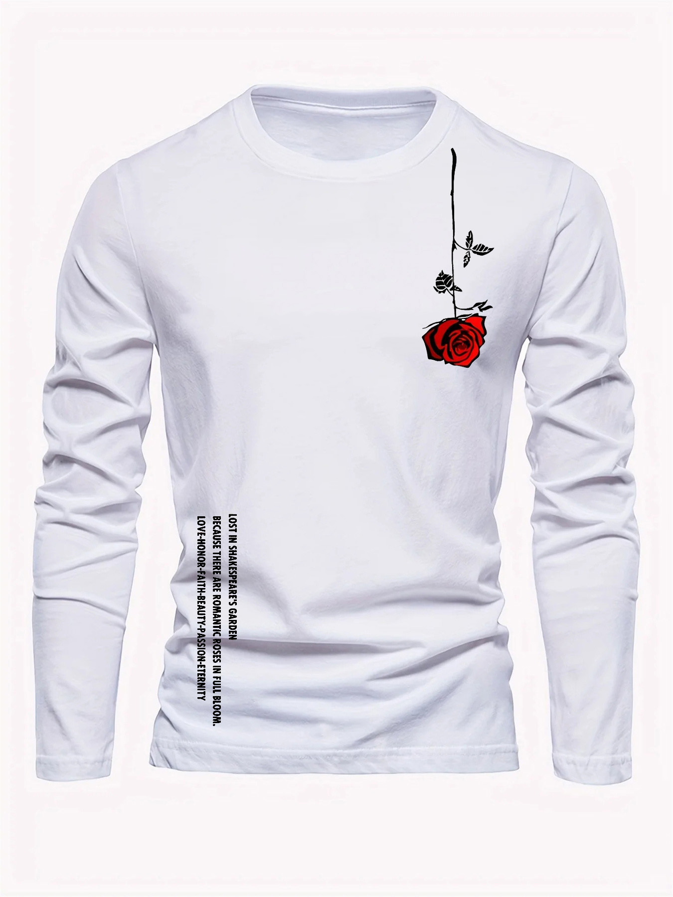 100% 순면 남성용 긴팔 라운드넥 루즈핏 캐주얼 로즈 - Men'S Fashion Undershirt 리뷰 및 가격