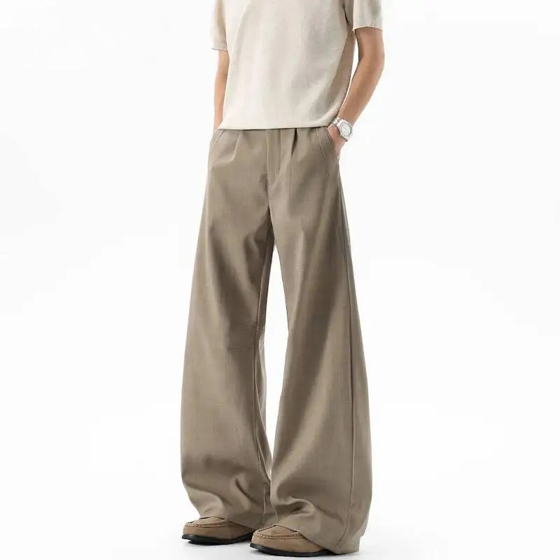 카키색 빈티지 주름 남성 정장 바지 루즈 스트레이트 캐 - Men'S Fashion Khaki Pants 리뷰 및 가격