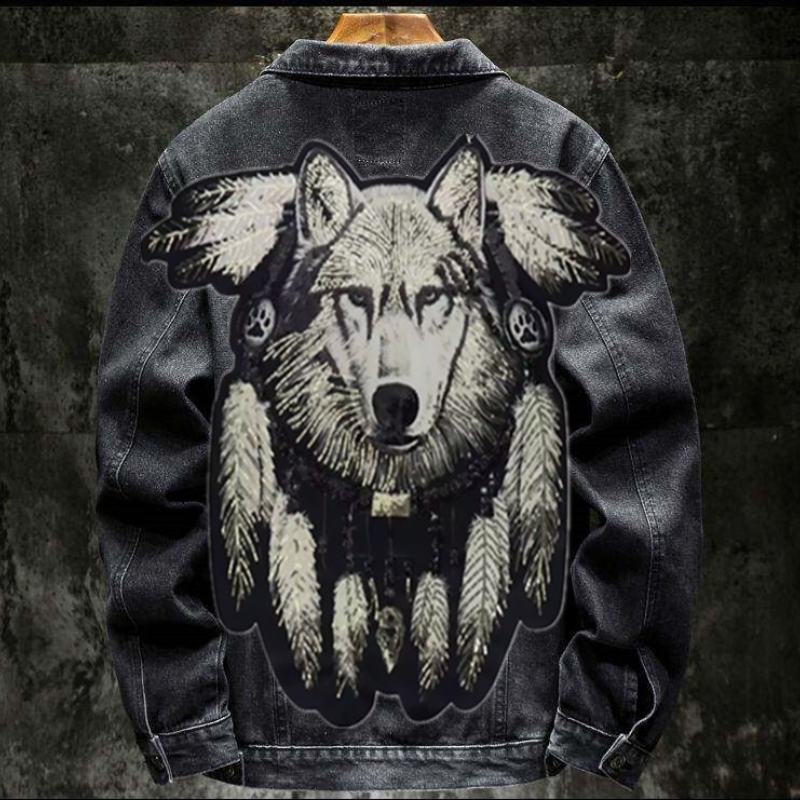 아메리칸 빈티지 헤비 울프 자수 패치 데님 재킷 남성  - Mens Fashion Denim Jacket 리뷰 및 가격
