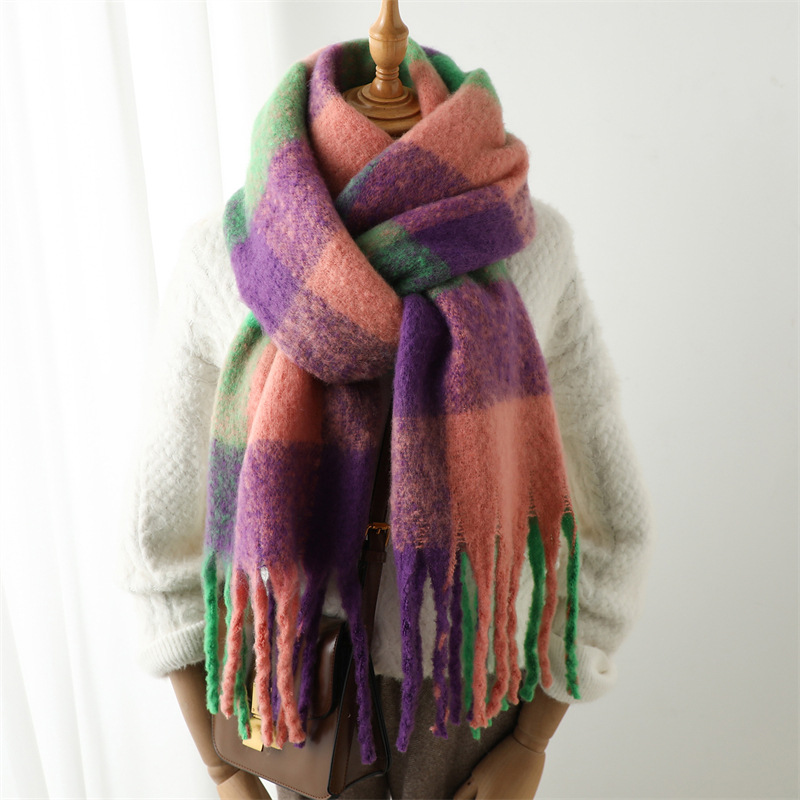 새로운 가을 겨울 그리드 스카프 여성 240*38cm  - Men Scarf Wool 리뷰 및 가격