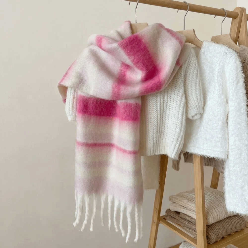 우아한 모헤어 스트라이프 울 스카프 태슬 겨울 캐시미어 - Men Scarf Wool 리뷰 및 가격