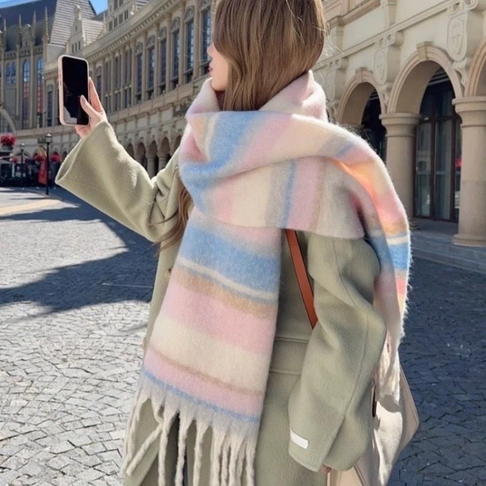 우아한 모헤어 스트라이프 울 스카프 태슬 겨울 캐시미어 - Men Scarf Wool 리뷰 및 가격