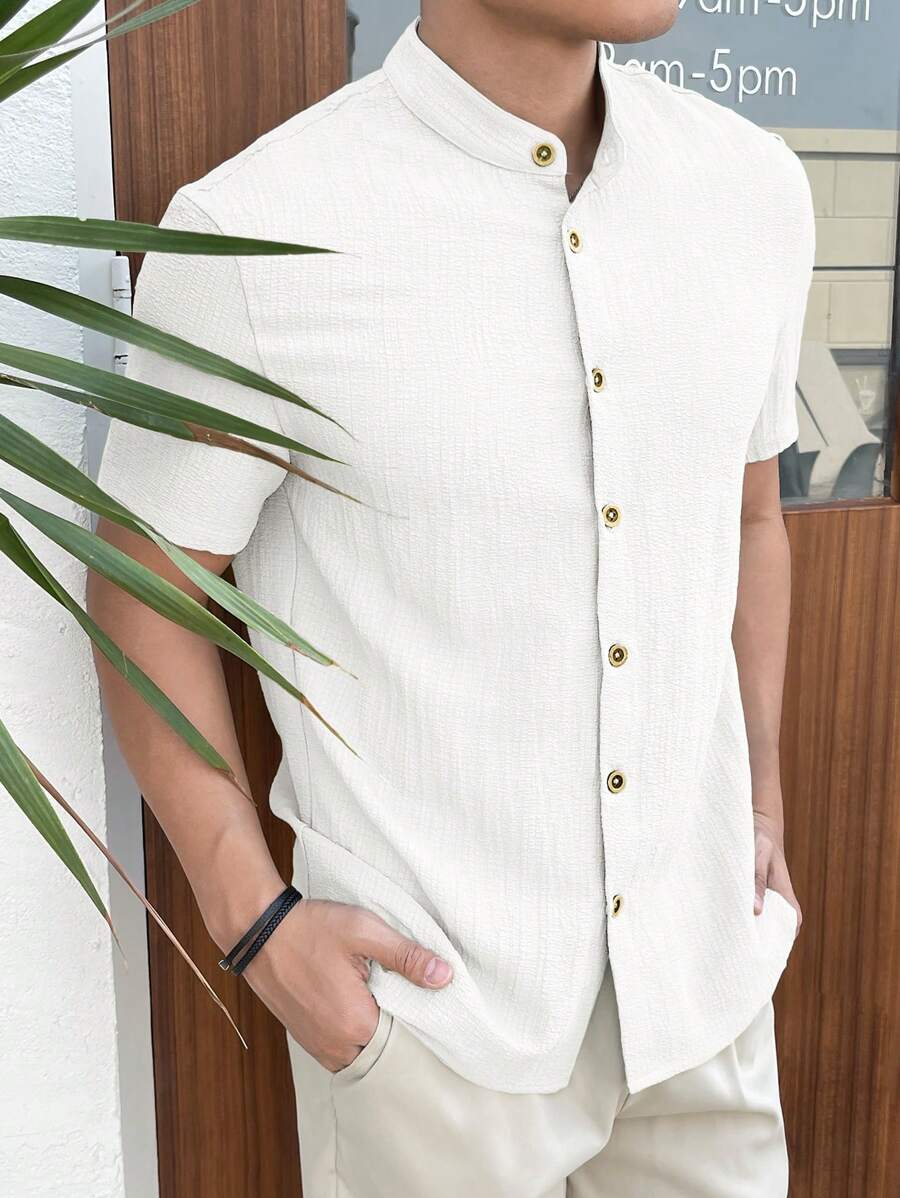 Manfinity VCAY 남성 플레인 위브 프론트 버 - Linen Shirt Summer 리뷰 및 가격