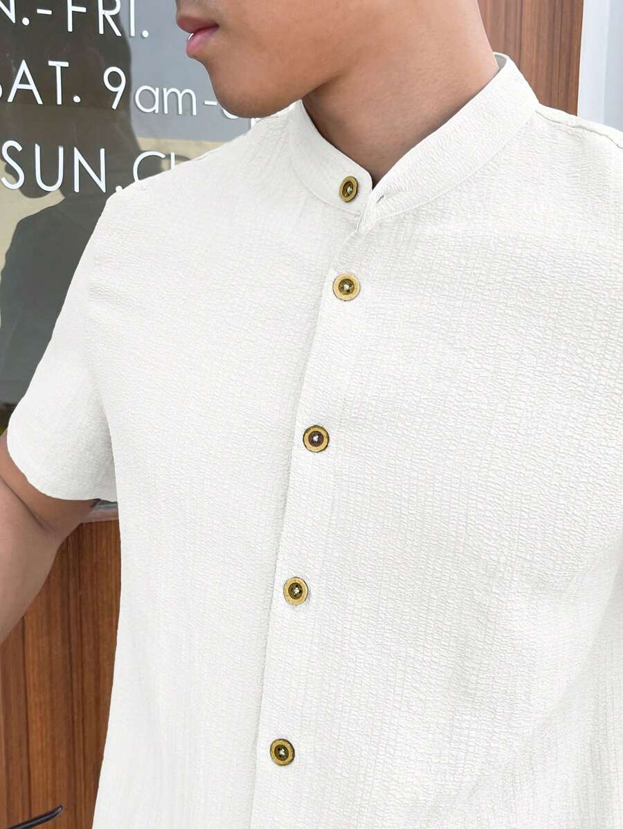 Manfinity VCAY 남성 플레인 위브 프론트 버 - Linen Shirt Summer 리뷰 및 가격